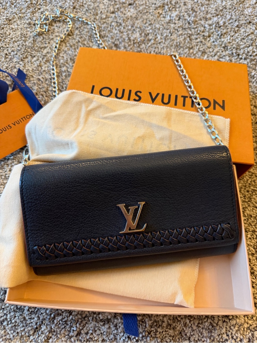 Louis Vuitton LV Navy Red Empreinte Wallet Clutch w/ chain Authentic 2017